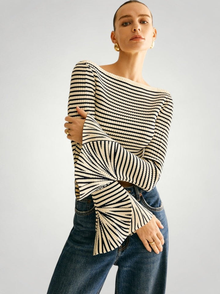 Petra - Elegantní svetr s pruhy a pohodlným střihem