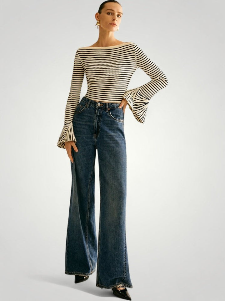 Petra - Elegantní svetr s pruhy a pohodlným střihem