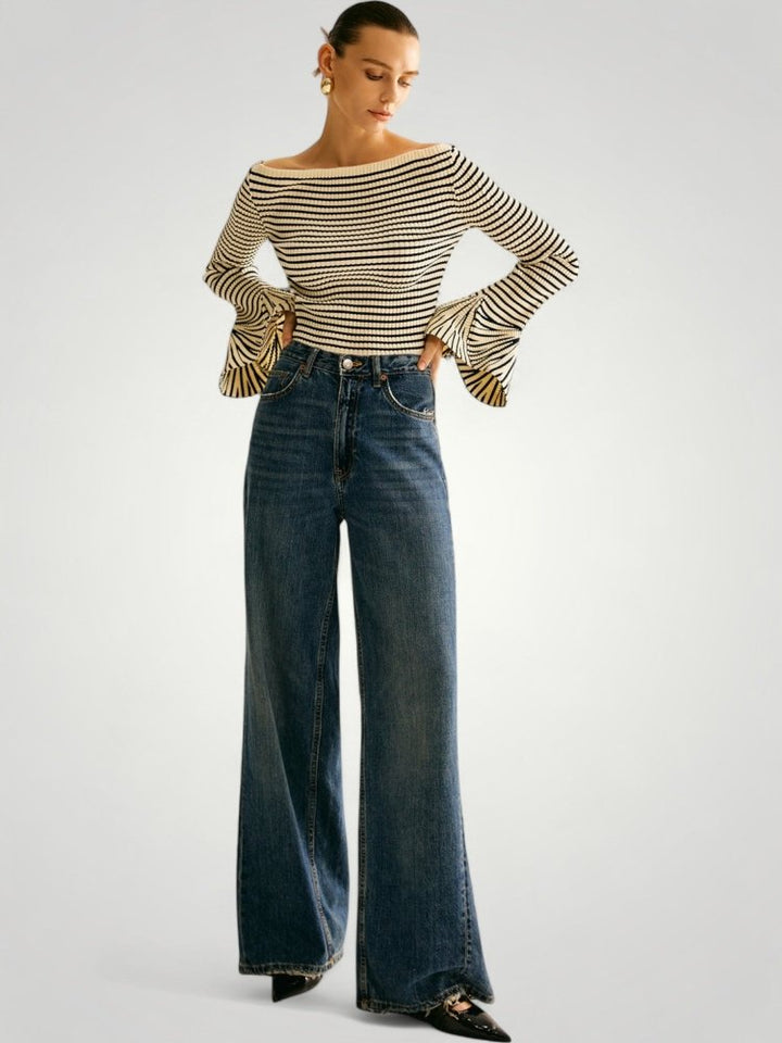 Petra - Elegantní svetr s pruhy a pohodlným střihem