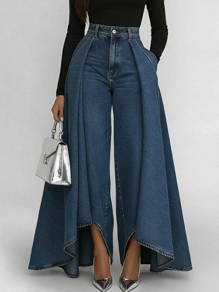 Jaroslava - Dámské džíny s vysokým pasem, volným střihem a širokými nohavicemi